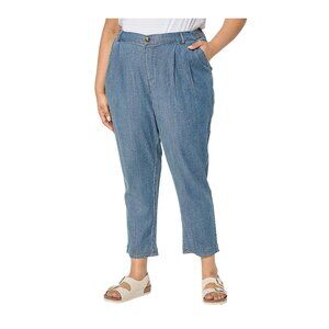 AnyBody Ankle Pant Size Medium Petite Drapey Denim Pull On Tapered Bright Indigo